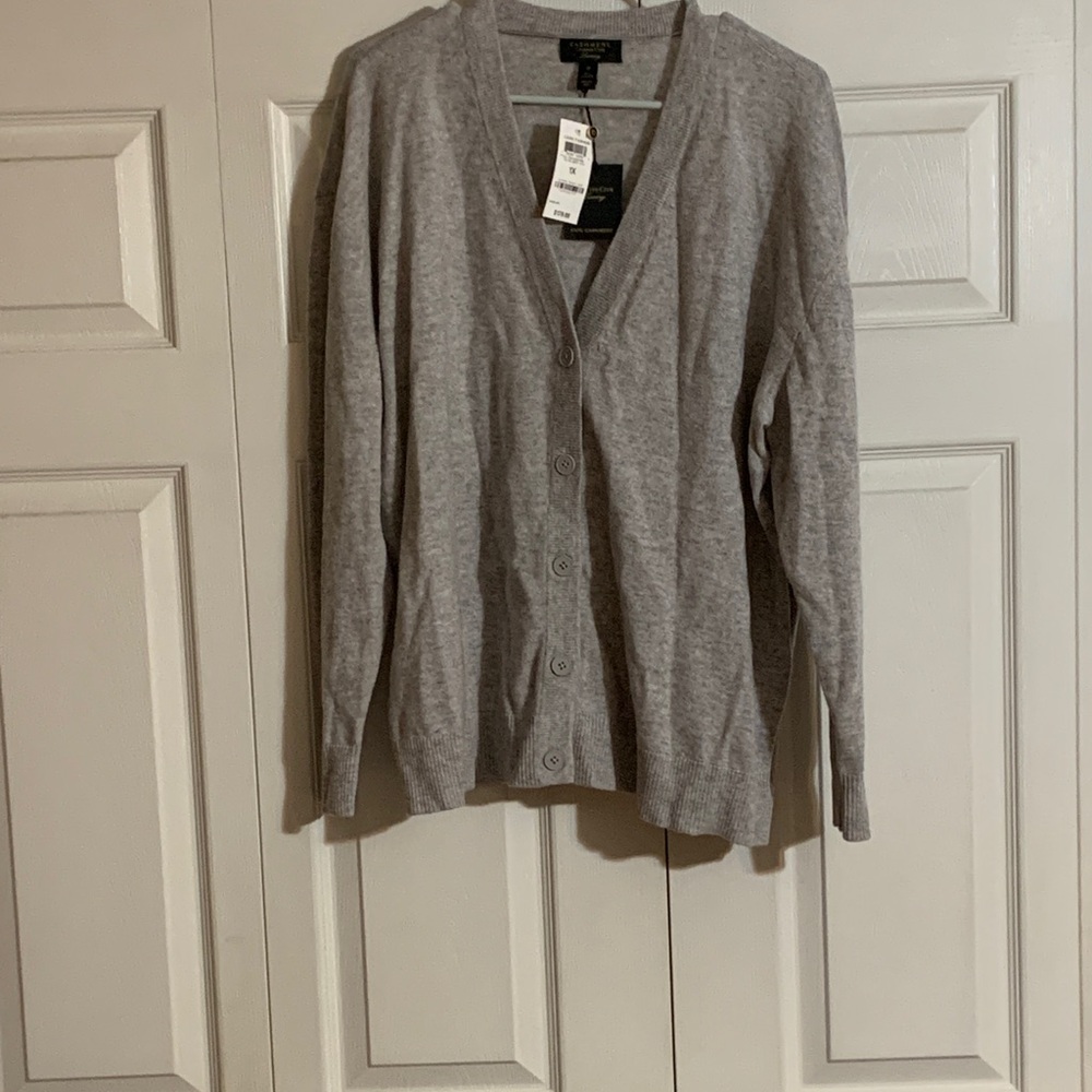 NWT Charter Club Light Gray Cashmere Cardigan Sweater